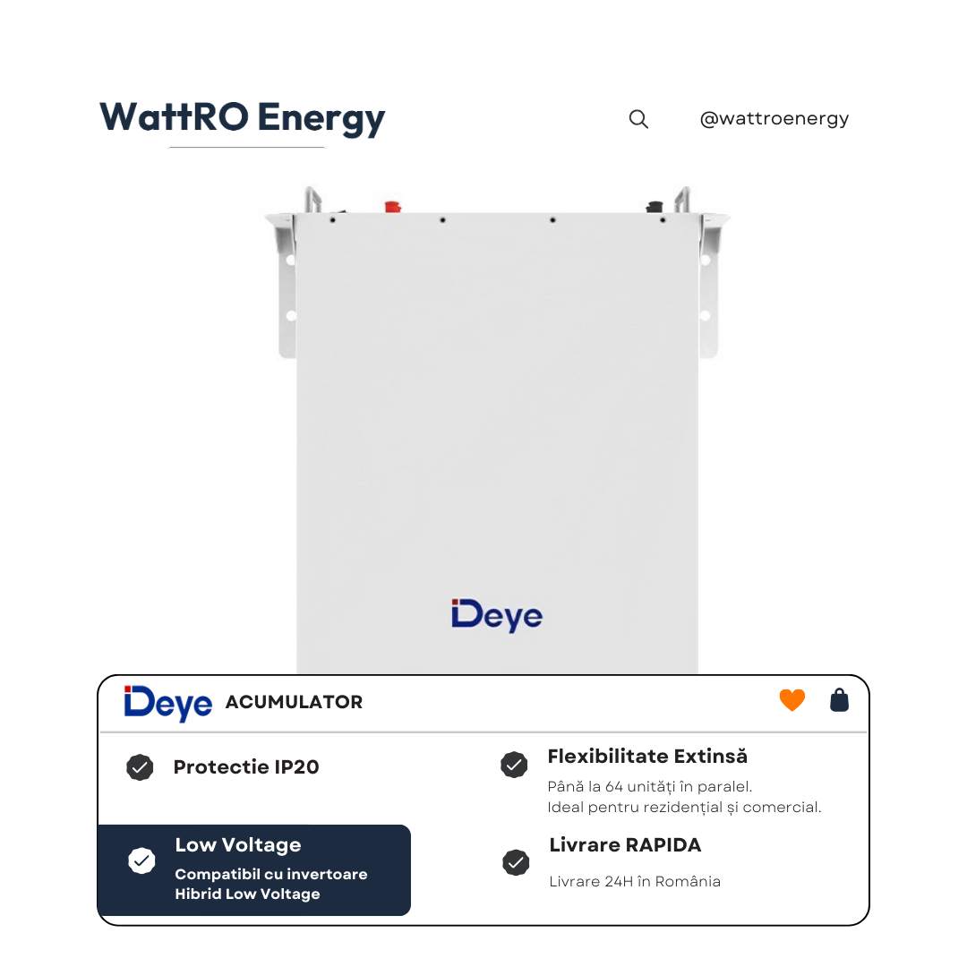 Acumulator Deye SE-G5.1 Pro-B 5.12 kWh Low Voltage pret bun wattroenergy.ro importator distribuitor invertoare deye