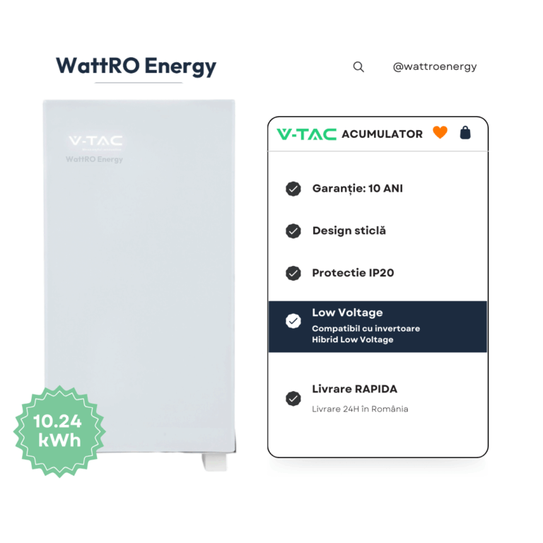 Acumulator V-TAC 10.24 kWh Alb Low Voltage baterie 10 kw vtac wattroenergy.ro importator distribuitor vtac
