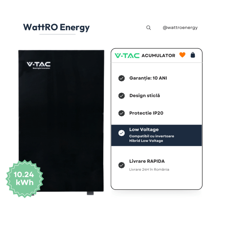 Acumulator V-TAC 10.24 kWh Negru Low Voltage ieftin wattroenergy.ro importator distribuitor acumulatori vtac