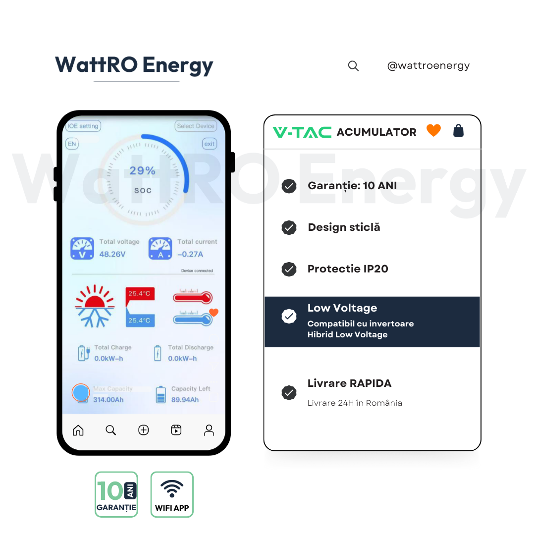 Acumulator V-TAC LiFePO4 VT-16076 16.07 kWh Negru - imagine 3