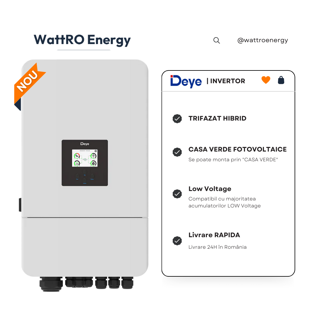 Invertor Hibrid Deye SUN-8K-SG05LP3-EU Low Voltage Trifazat ieftin wattroenergy.ro importator distribuitor invertoare deye