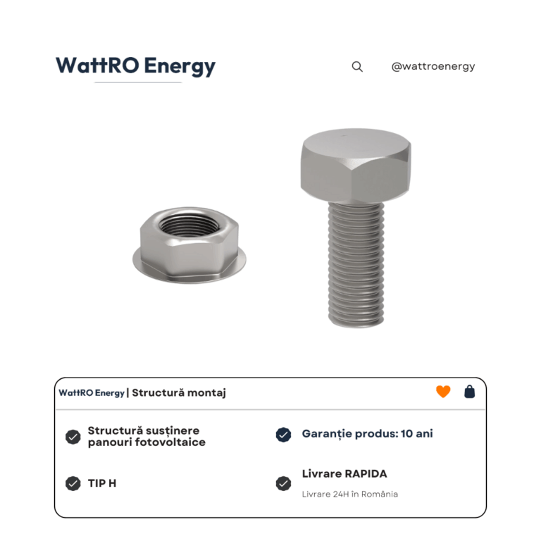 Surub cap hexagonal M10 x 25 INOX cu piulita autoblocanta Tip H pentru panouri fotovoltaice preturi b2b wattroenergy