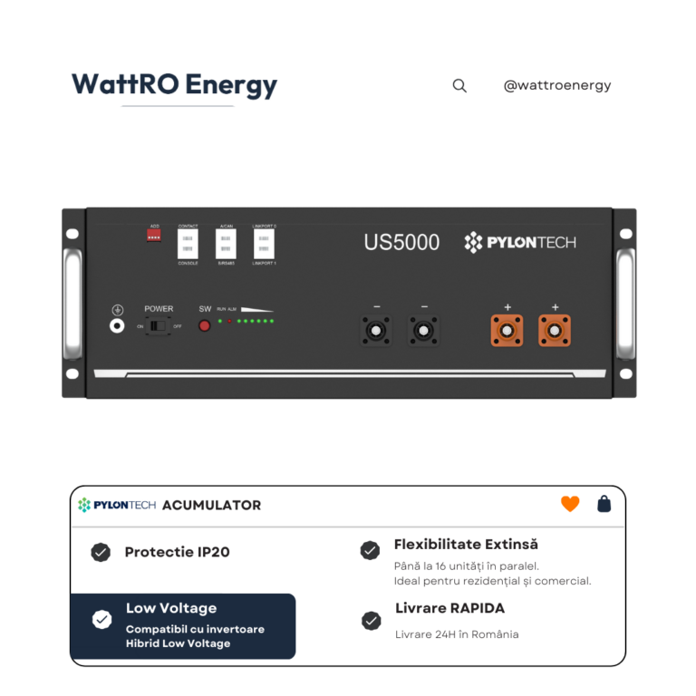 Acumulator Pylontech US5000 4.8 kWh LiFePO4 Low Voltage WattRo Energy