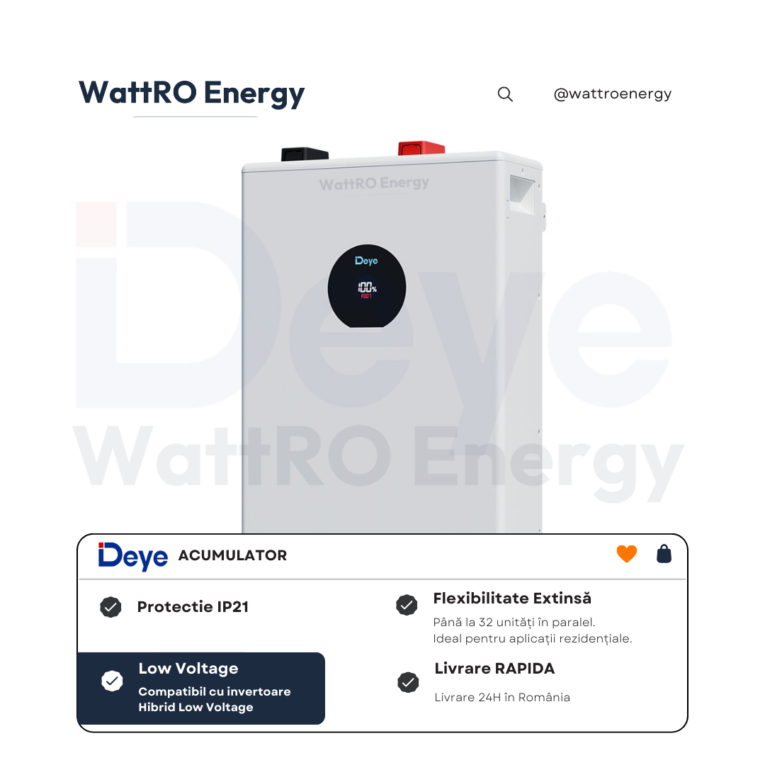 Acumulator Deye SE-F5 Pro-C 5.12 kWh Low Voltage stoc in romania wattroenergy.ro importator distribuitor solutii stocare industriale