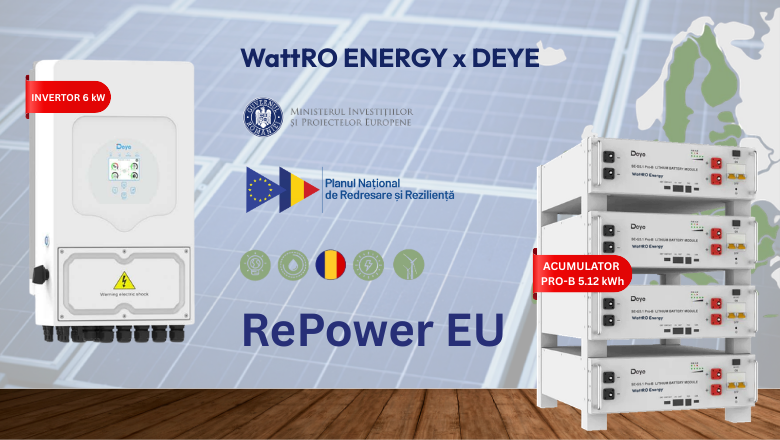 RePower Acumulator Deye SE-G5.1 Pro-B 5.12 kWh Low Voltage + Invertor Deye Hibrid SUN-6K-SG05LP1-EU wattroenergy.ro