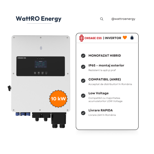Invertor hibrid Chisage JUP 10kW monofazat low voltage Jup-10G2-LE disponibil prin WattRO Energy