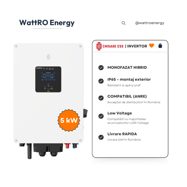Invertor hibrid Chisage VEN 5kW monofazat model Ven-5G2-LE disponibil prin WattRO Energy