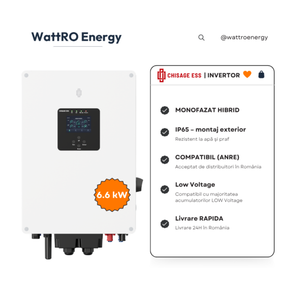 Invertor hibrid Chisage VEN 6.6kW monofazat Ven-6.6G2-LE pret stoc Romania WattRO Energy